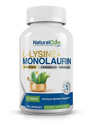Natural Cure Labs L-Lysine + Monolaurin 600mg 1:1 Ratio • $23.95