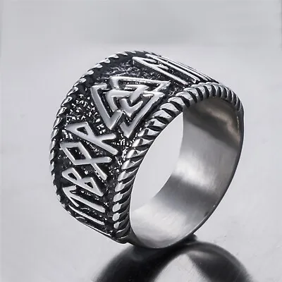 Men Valknut Odin’ Symbol Of Viking Brave Warrior Stainless Steel Ring • $9.99