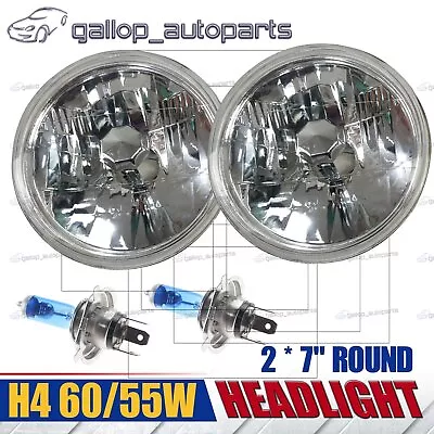 7  Round 12V H4 60/55W Halogen Prism Headlight Upgrade Kit Universal For Jeep • $44.24