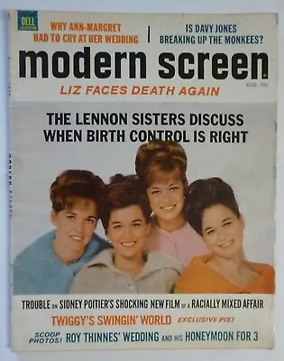 Modern Screen Magazine Aug 1967 Lennon Sister STAR TREK Shatner Nimoy MONKEES • $9.99