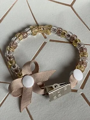 Beautiful Rose Gold Glitter Dummy Clip With Bow *Free Post* Metal Clip • £4