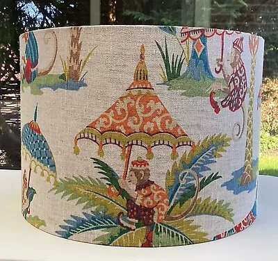 Lampshade Cheeky Monkey Tropical Exotic Circus Linen Drum Table Ceiling HANDMADE • £30