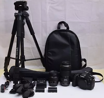 Canon EOS 80D 24.2MP Digital SLR & 18-55/70-300mm Zoom Lens Tripod & Bag SC55205 • £699.99