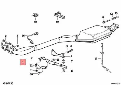 Genuine BMW E36 318i 318is 318ti Coupe Exhaust Pipe Front Silencer 18101703009 • $756.72