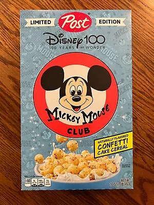16oz POST DISNEY 100 YEARS OF WONDER MICKEY MOUSE CLUB CONFETTI CAKE CEREAL RARE • $10