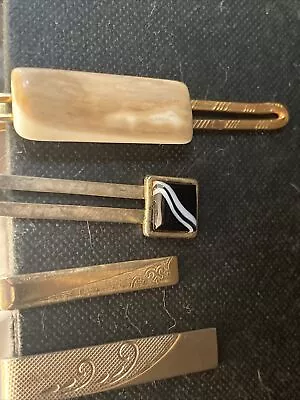 Lot Of:  6 Vintage Men's Tie Clips Swank Etc. Gold Silver Chain Stone • $12