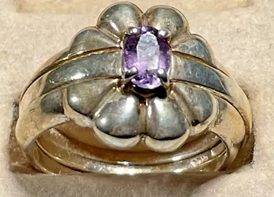 Sterling Silver & Amethyst Lady's RING Size 7.5 • £16.39