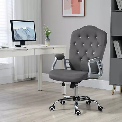 Button Tufted Home Office Chair With Adjustable Height Tilt Function • $83.69