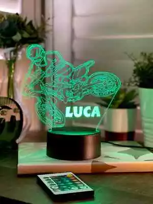 Personalised DIRT BIKE Night Light Gift Christmas Colour Table Lamp Kids Gift AU • $41.99