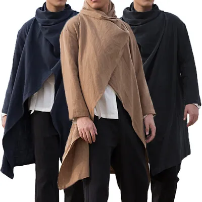 Winter Mens Warm Cotton Cloak Poncho Cape Coat Casual Hoodie Cloak Outwear Plus • £17.99