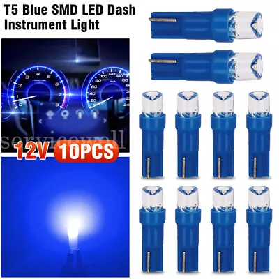 10x T5 Globe Convex Lens 12v Dash Instrument Light Blue Smd Led Dashboard Bulb • $5.11