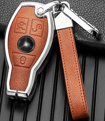 Alloy Leather Key Fob Case Cover Shell For Mercedes Benz A C E S CLA CLS GLE GLC • $21.99