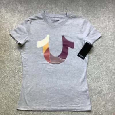 £10 • Buy True Religion T-Shirt. Women’s Size M. Grey With Logo. BNWT.