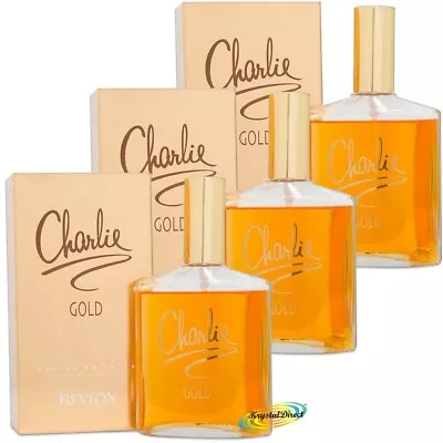 3x Revlon Charlie Gold Eau De Toilette EDT Spray 100ml Womens Fragrance • £19.49