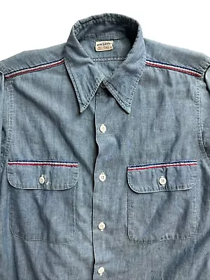 Vintage Chambray Shirt Big Yank 50s 40s Workwear Sz Medium Selvedge Button • $149.99