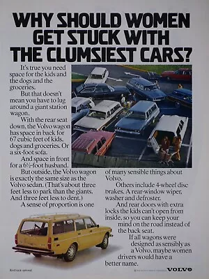 1973 Volvo Wagon Vintage Women Stuck With The Clumsiest Cars  Original Print Ad • $5.95