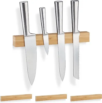 Strong Magnetic Knife Rack Wall Mounted Kitchen Holder Strip Wood Block Magnet • £12.99