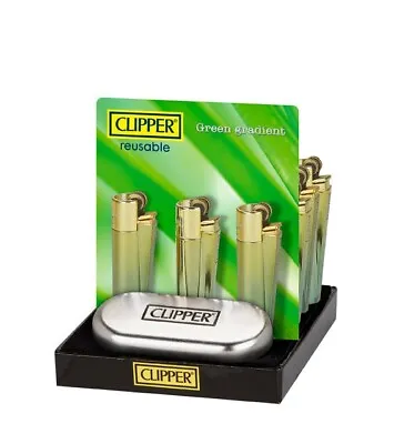 1 X GENUINE METAL CLIPPER LIGHTER WITH CHROME CASE GREEN GRADIENT • £7.99