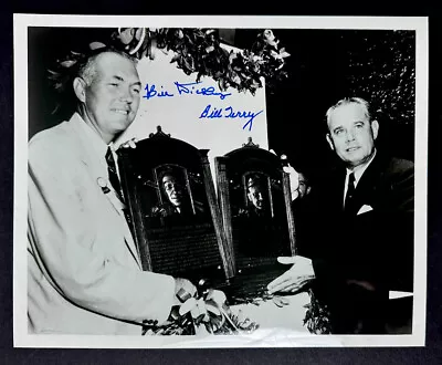 BILL TERRY NEW YORK GIANTS & BILL DICKEY NY YANKEES Signed 8x10  Photo HOF WS • $119.99