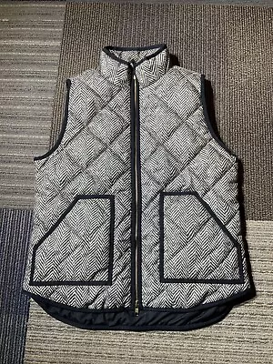 Womens J. Crew Size Medium Full Zip Down Puffer  Quilted Vest Herringbone • $21.57