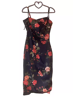 Karen Millen Slim Black Flower Strap Dress • £30