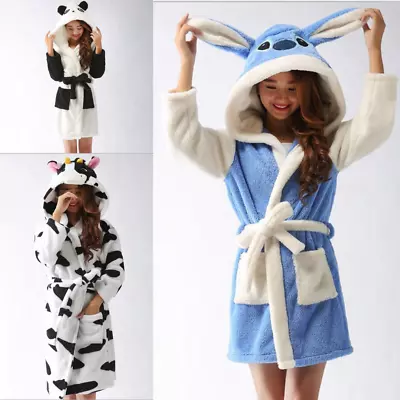 $50.59 • Buy Women Bathrobe Soft Dressing Gown Fleece Nightwear Pajamas Hoodie Lady Sleepwear