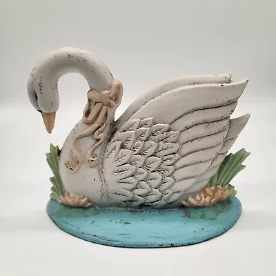 VTG Midwest Importers Cast Iron Swan Doorstop Lawn Ornament Spring Cottagecore • $40