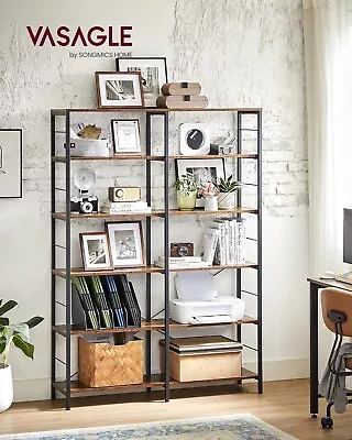 VASAGLE 6Tier Bookshelf Shelving Unit Tall Storage Shelf Industrial Style Rustic • £74.99