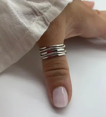 925 Multi Layer Thumb Ring-Chunky Silver Adjustable Ring-Present For Woman • $12.34