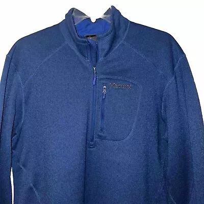 Marmot Mens Fleece Drop Line Half Zip Size XXL Sky Blue Hiking Skiing Fitted • $24.99