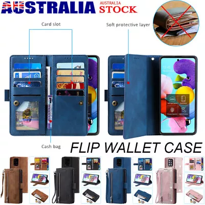 For Samsung Galaxy A04S A05S A12 A13 A53 A54 A73 Case Zipper Wallet Flip Cover • $17.59