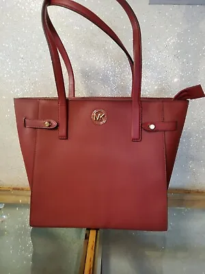 NWT Michael Kors Carmen Large Mulberry Maroon Leather Tote • £100.57