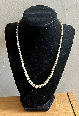 Vintage Graduated 18  Pearl Necklace Sterling Clasp • $9.99