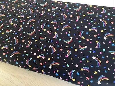 CLEARANCE Bolt End 30cm X 110cm Lewis & Irene Over The Rainbow 100% Cotton Star • £1.80