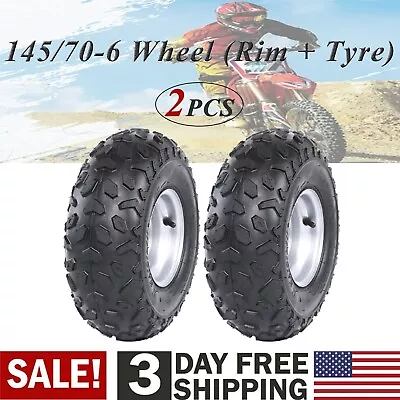 2PCS 145/70-6 145x70-6 Wheel Left &Right Tire Rim For ATV Quad Go Kart 4 Wheeler • $99.11