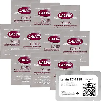 Lalvin EC-1118 Wine Yeast 10 Pack - Champagne Yeast - Make Wine Cider Mead At - • £13.44
