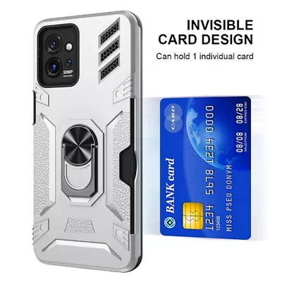 Tough Ring Grip Case With Card Slot For Motorola Moto G 5G 2023 - Sliver • $14.39