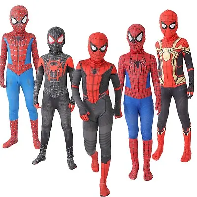 Spiderman Costume Cosplay Spider-Man Jumpsuit Halloween Props Costume Adult Kids • $12.88