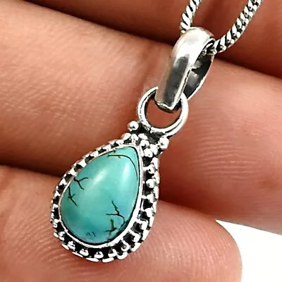 Natural Turquoise Gemstone Pendant Ethnic 925 Sterling Silver For Women N25 • $25.32
