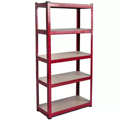 SALE 5 Tier Garage Shelf Heavy Duty Racking Shelving Storage Shelves DIY Red • £21.99