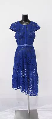 Nanette Lepore Women's Cap Sleeve Lace Dress AH4 Blue Note Size US:10 • $29.99