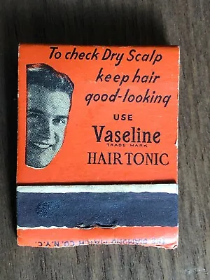 Vintage Vaseline Hair Tonic Matchbook Diamond Match Front Strike • $6.99