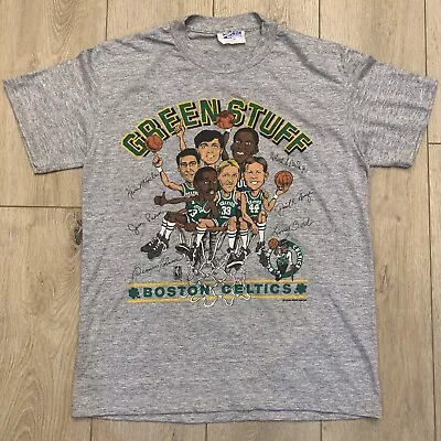 VTG Salem Green Stuff BOSTON CELTICS Shirt NBA M Bird McHale Parish Ainge 50/50 • $32