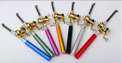 1M Mini Portable Pocket Fish Pen Aluminum Alloy Fishing Rod Pole Reel Combos • $13.99