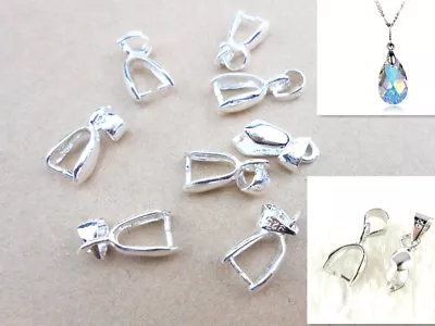 100P Size L 925 Sterling Silver Findings Bail Connector Bale Pinch Clasp Pendant • $8.89