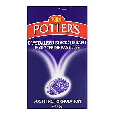 £5.69 • Buy Potters Crystallised Blackcurrant Glycerine Pastilles - 1 X 45g
