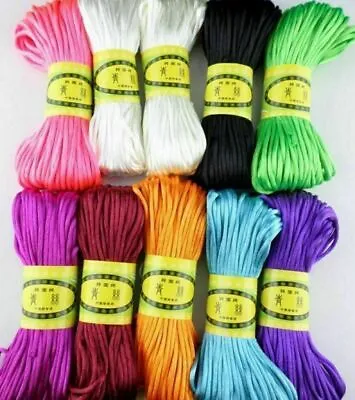 £2.39 • Buy 20 Meter 3mm Braided Macrame Satin Silk Cord Chinese Knot Nylon Rattail Thread