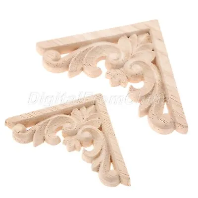 New Wood Carved Corner Decal Unpainted Furniture Onlay Applique Home Decor 1/4pc • $2.78
