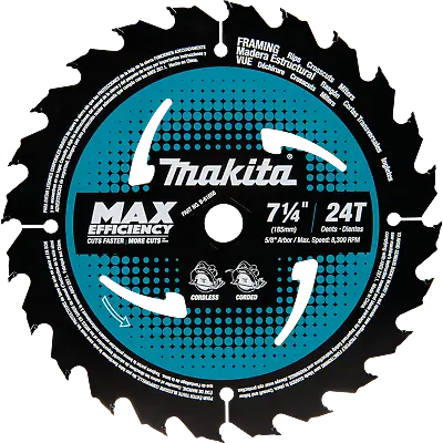 Makita B-61656 7‑1/4  24T Carbide‑Tipped Max Efficiency Circular Saw Blade • $12.50