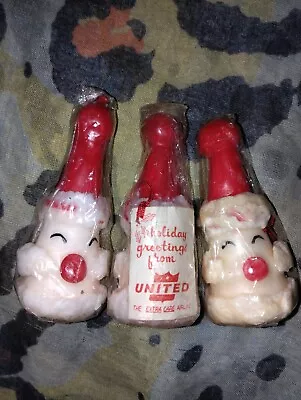 Lot Of 3 - Advertising United Airline Santa Claus Halo Candles Made In Hong Kong • £14.47